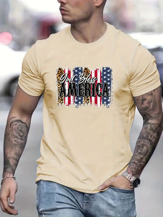 God Bless America Patriotic American Flag Men's Christian T-shirt claimedbygoddesigns