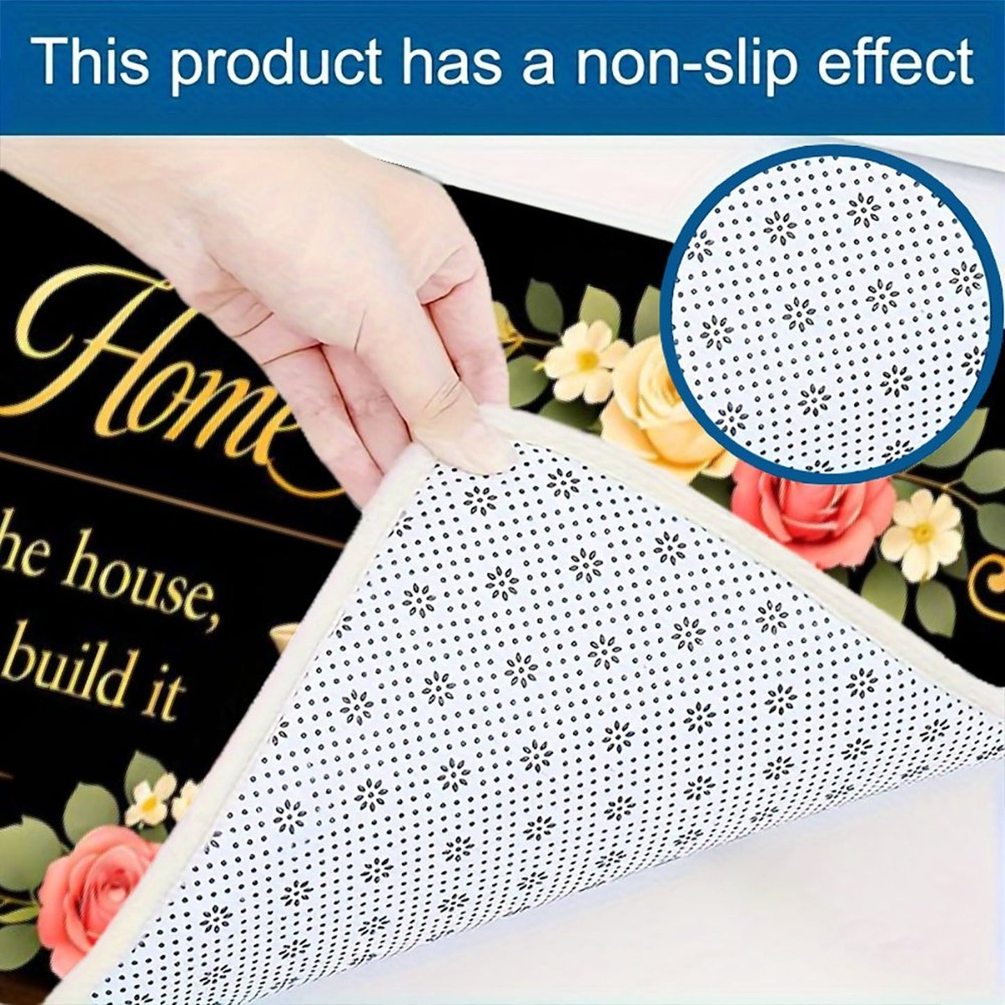 Bless This Home Floral Christian Kitchen Mat