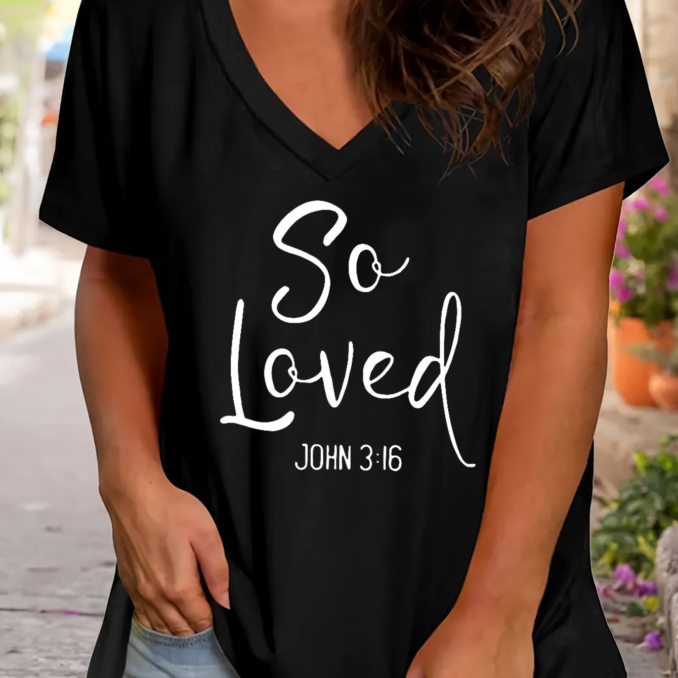 So Loved Plus Size Women's Christian V Neck T-Shirt claimedbygoddesigns