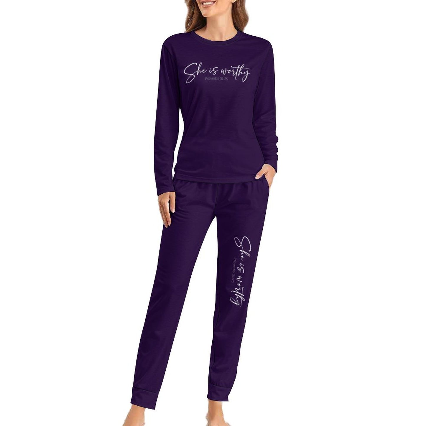 She Is Worthy Women's Christian Pajamas - ClaimedbyGodDesigns