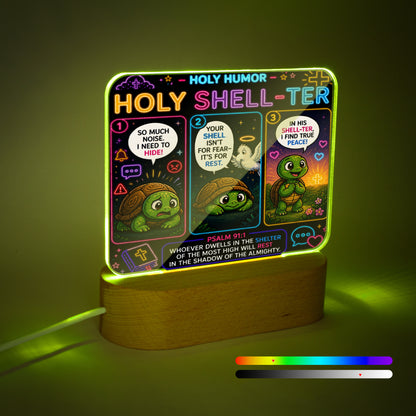 Holy Shell - Ter Christian Square Acrylic Nigh Light - Luminous Base - ClaimedbyGodDesigns