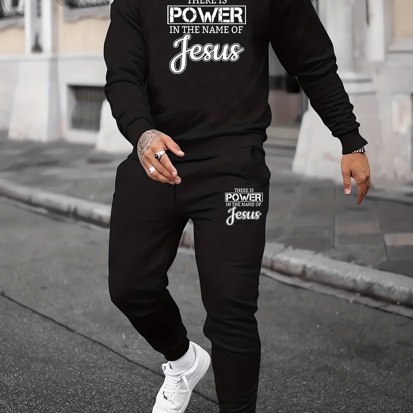 There Is Power In The Name Of Jesus Men's Christian Casual Outfit claimedbygoddesigns