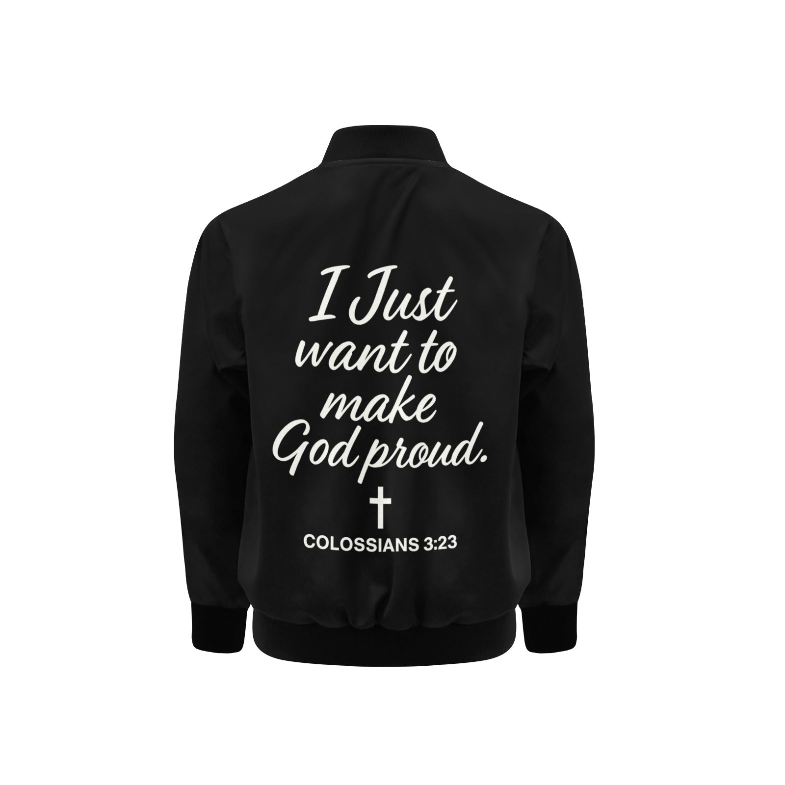 I Just Want To Make Him Proud Kids' Bomber Jacket with Pockets - ClaimedbyGodDesigns