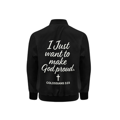 I Just Want To Make Him Proud Kids' Bomber Jacket with Pockets - ClaimedbyGodDesigns