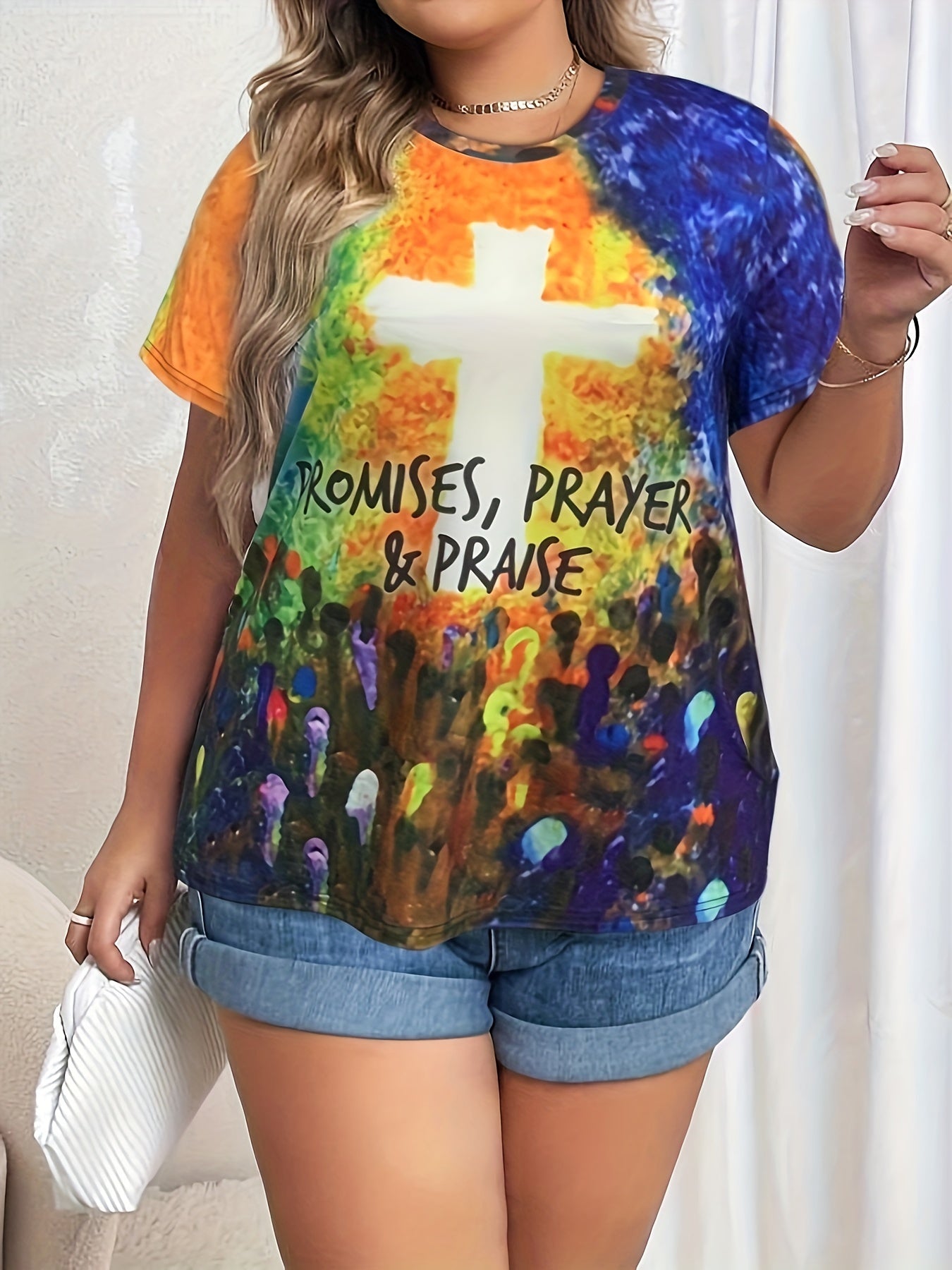 Promises Prayer & Praise Plus Size Women's Christian T-shirt claimedbygoddesigns
