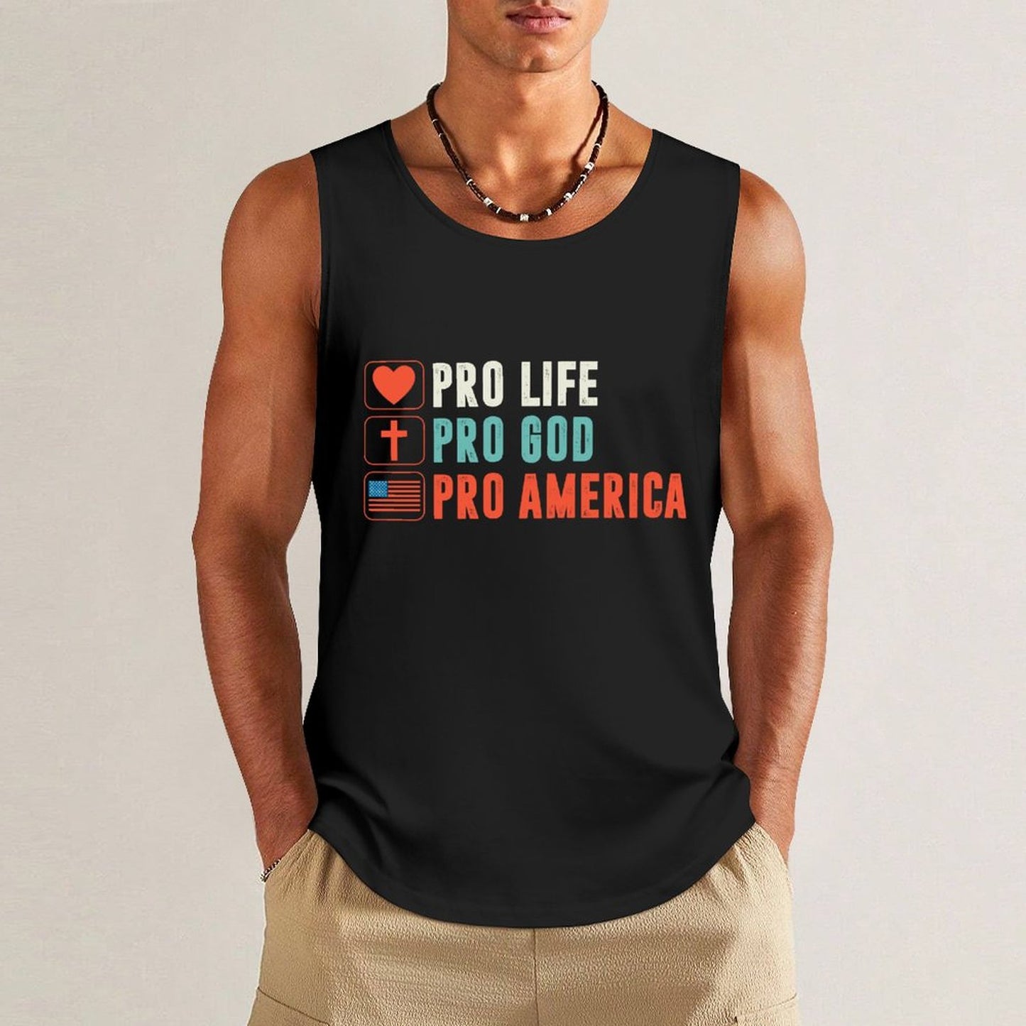 Pro Life Pro God Pro America Men's Christian Tank Top