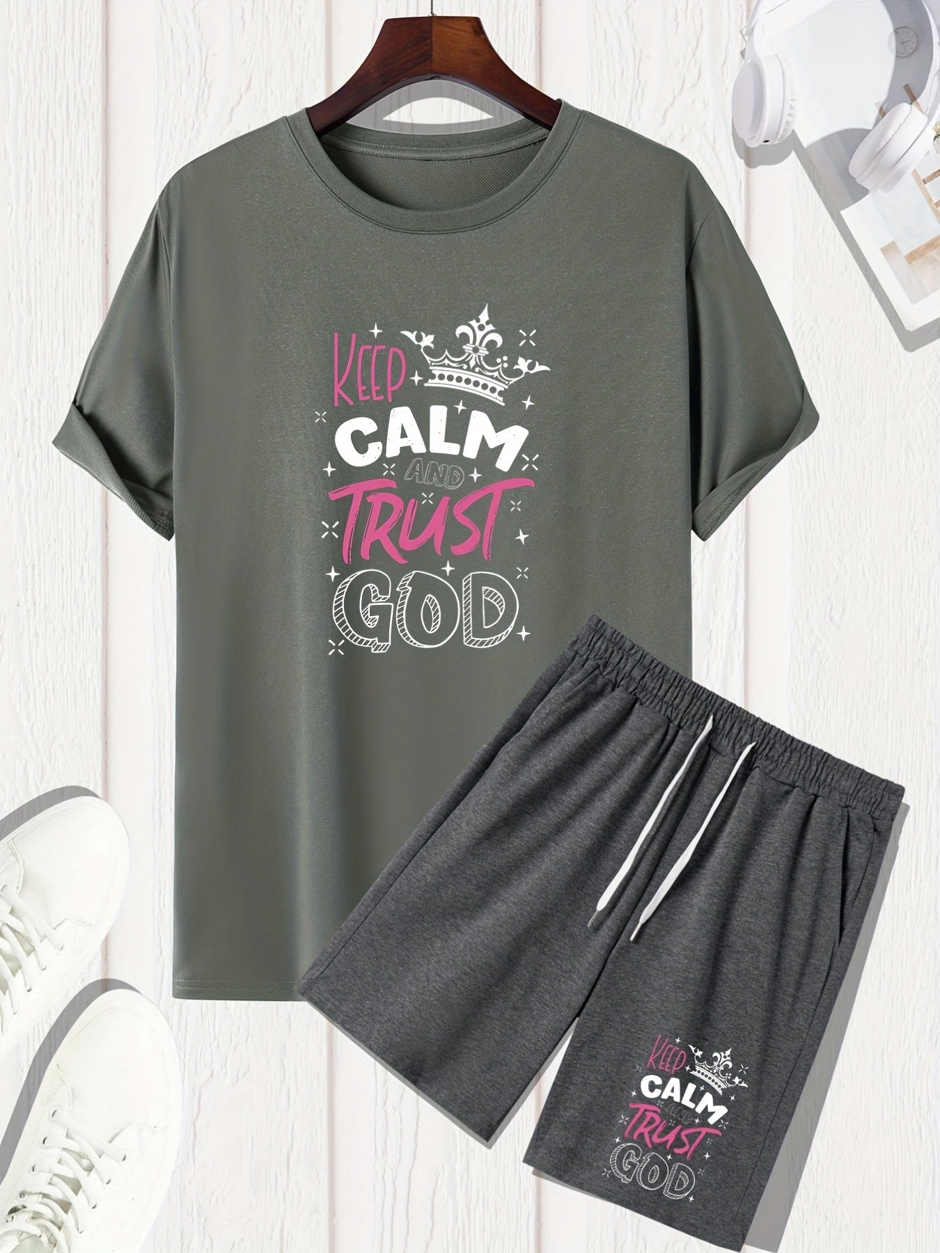 Keep Calm And Trust God Men's Christian Casual Outfit claimedbygoddesigns