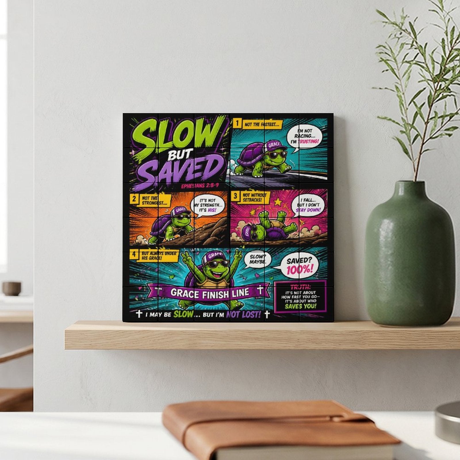 Slow But Saved – Building Block Puzzle Ornament - ClaimedbyGodDesigns