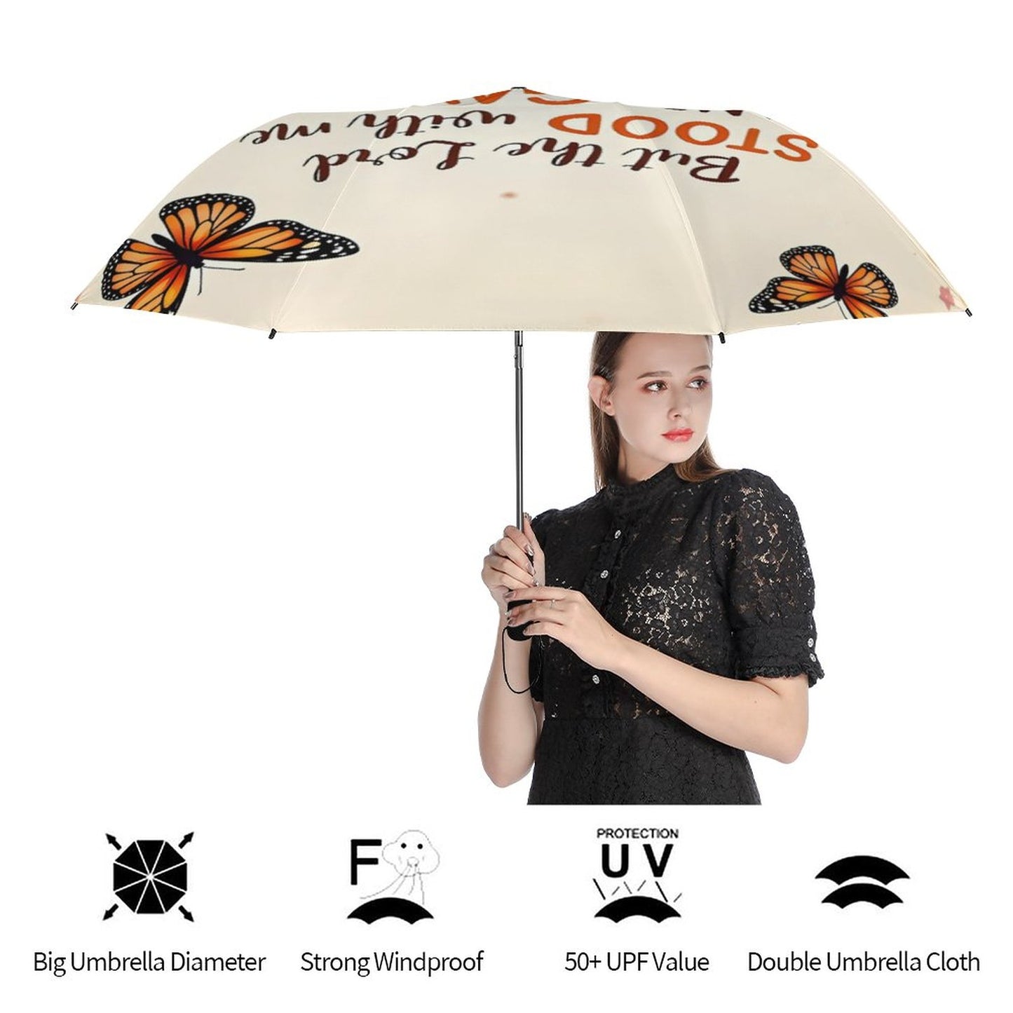 But The Lord Stood With Me And Gave Me Strength Christian 2-Fold Automatic Golf Umbrella