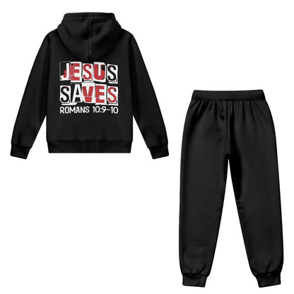 He Saves Youth Christian Zippered Sportswear Outfit - ClaimedbyGodDesigns