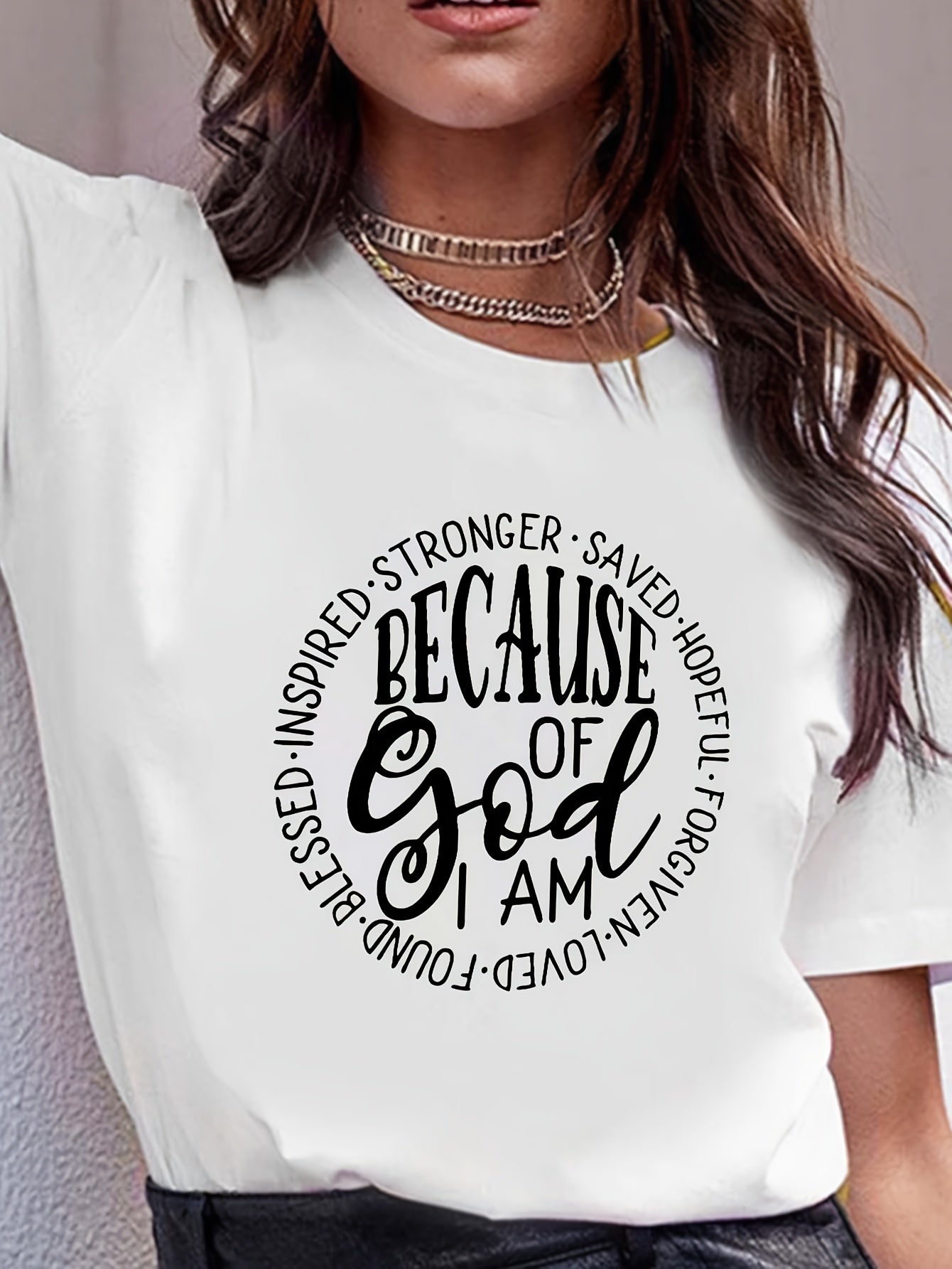 Because Of God I Am Women's Christian T-shirt claimedbygoddesigns