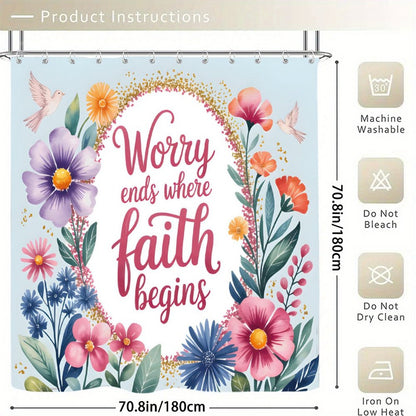 Worry Ends Where Faith Begins Christian Waterproof Shower Curtain