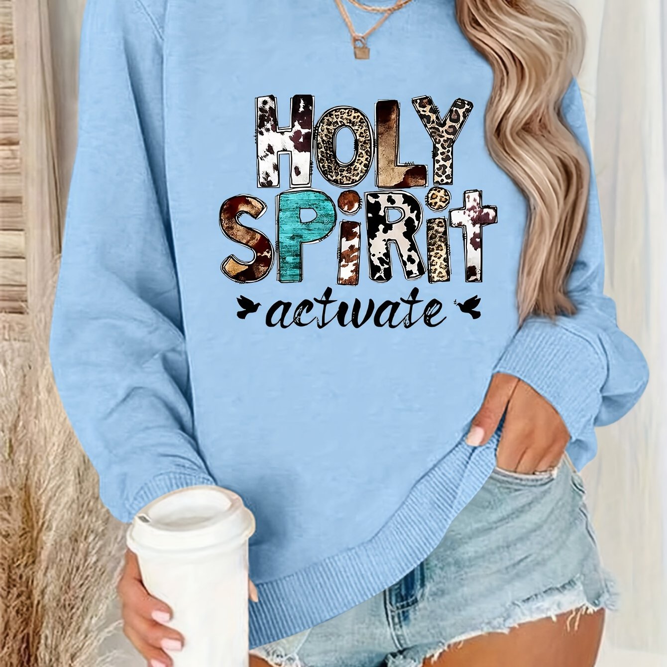 Holy Spirit Activate Women's Christian Pullover Sweatshirt claimedbygoddesigns
