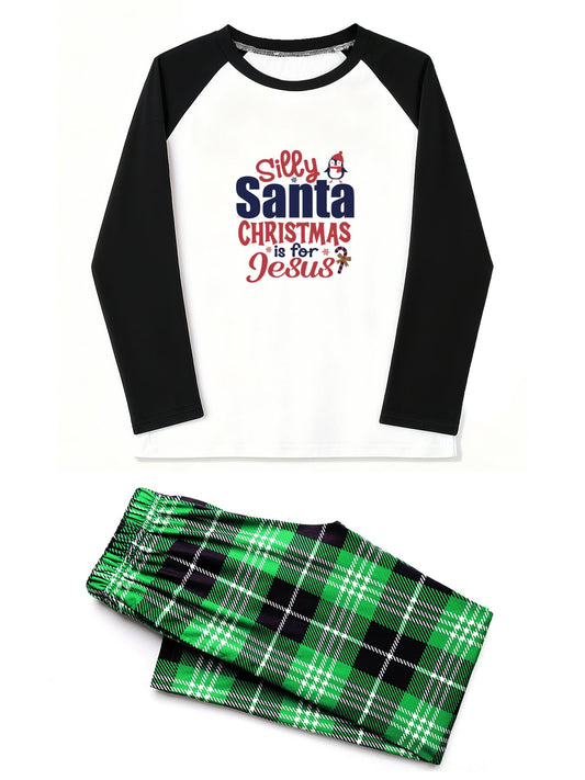 Silly Santa Unisex Christian Christmas Plaid Pajamas