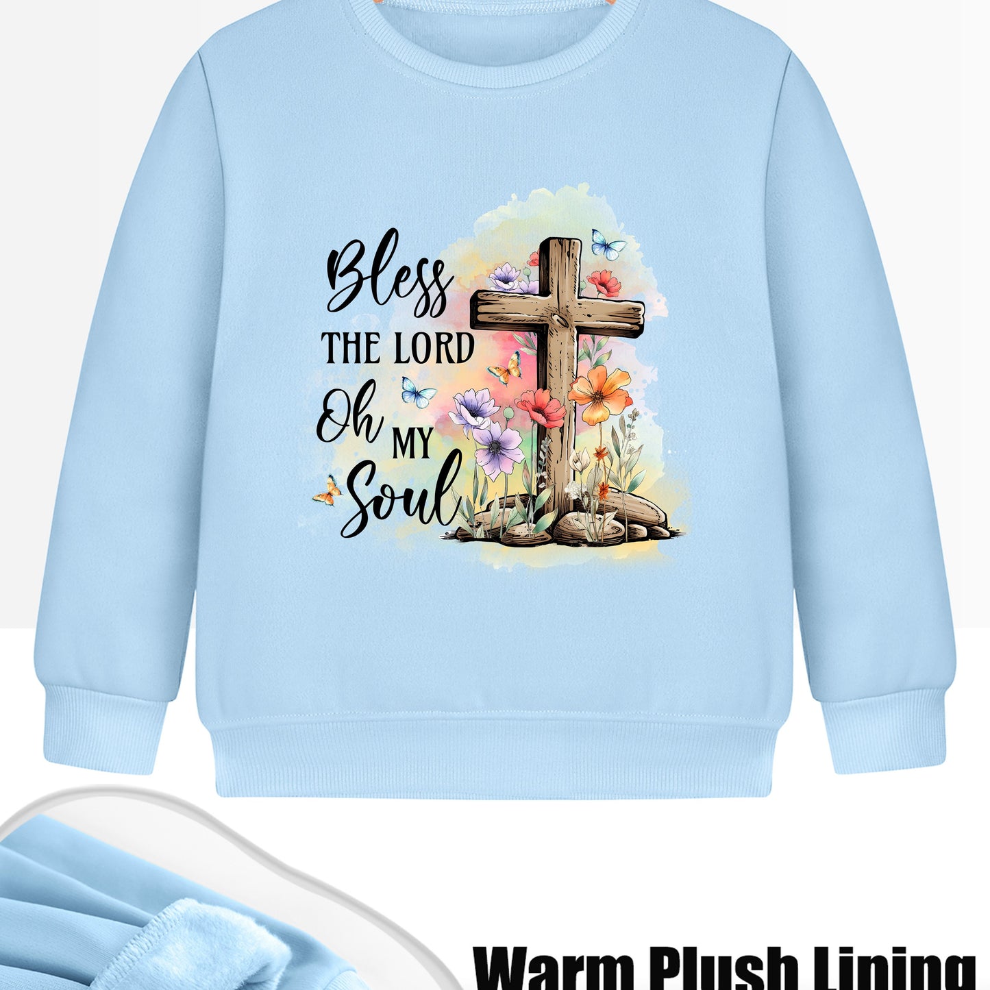 Bless The Lord Oh My Soul Youth Christian Pullover Sweatshirt claimedbygoddesigns