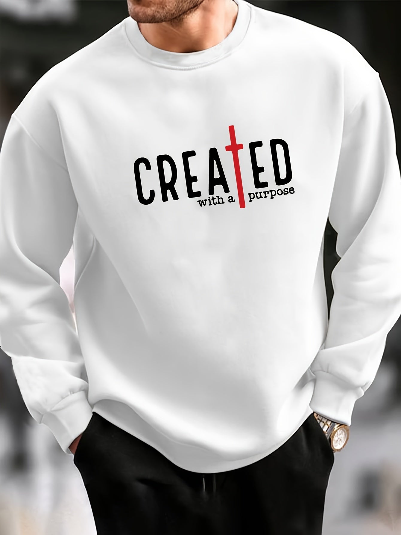 CREATED With A Purpose Men's Christian Pullover Sweatshirt claimedbygoddesigns