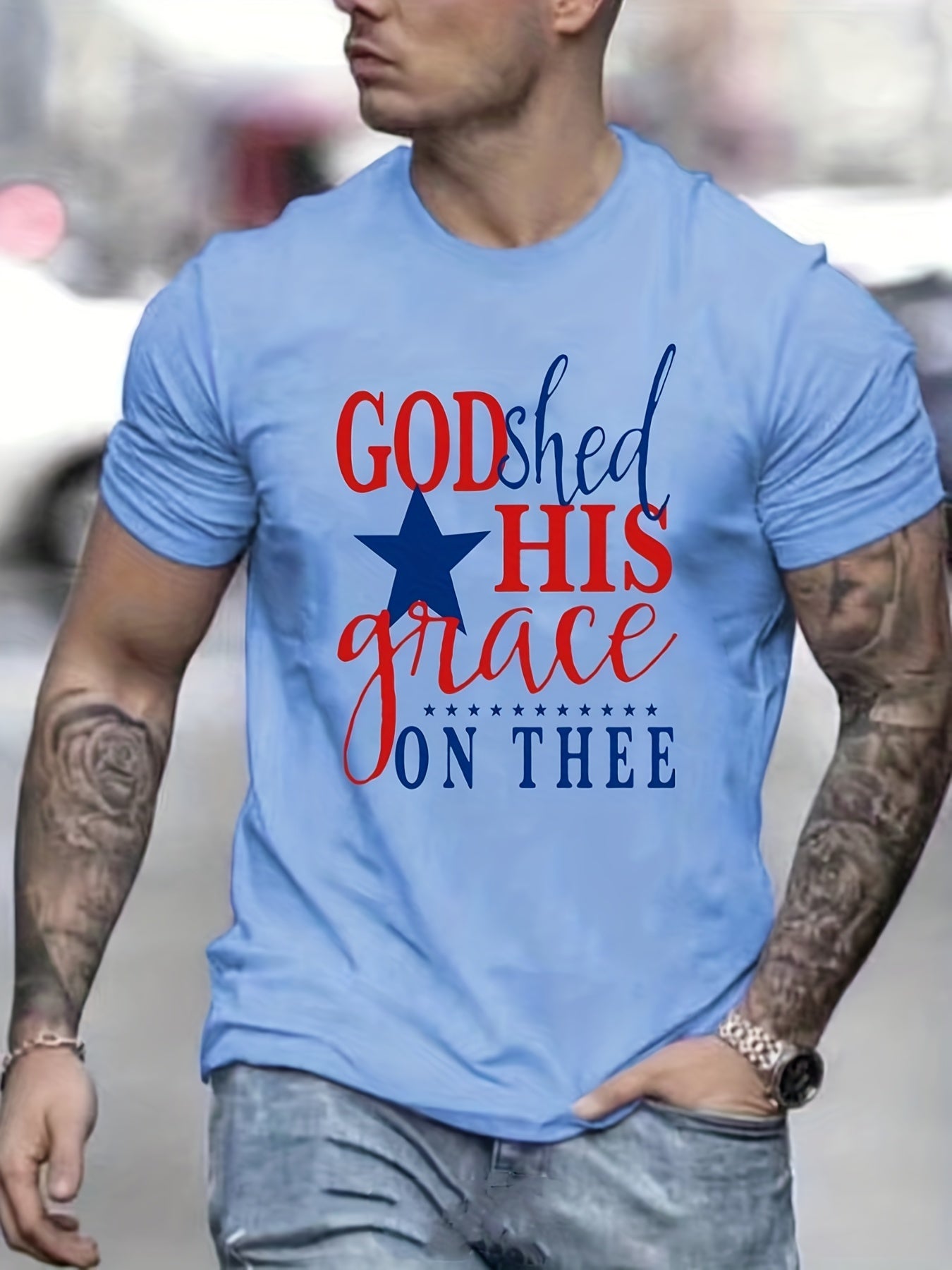 God Shed His Grace On Thee Men's Christian T-Shirt claimedbygoddesigns