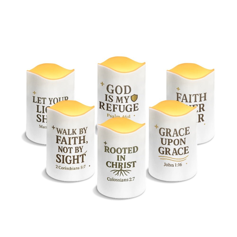 Faith & Encouragement Christian Solar Wave Candles Set of 6 - ClaimedbyGodDesigns