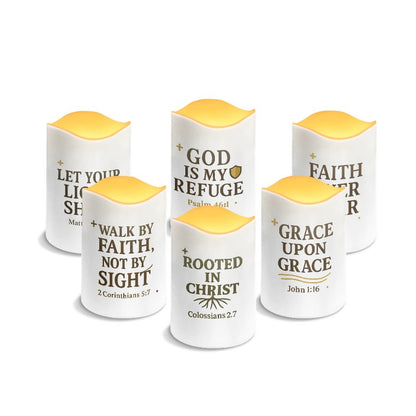 Faith & Encouragement Christian Solar Wave Candles Set of 6 - ClaimedbyGodDesigns