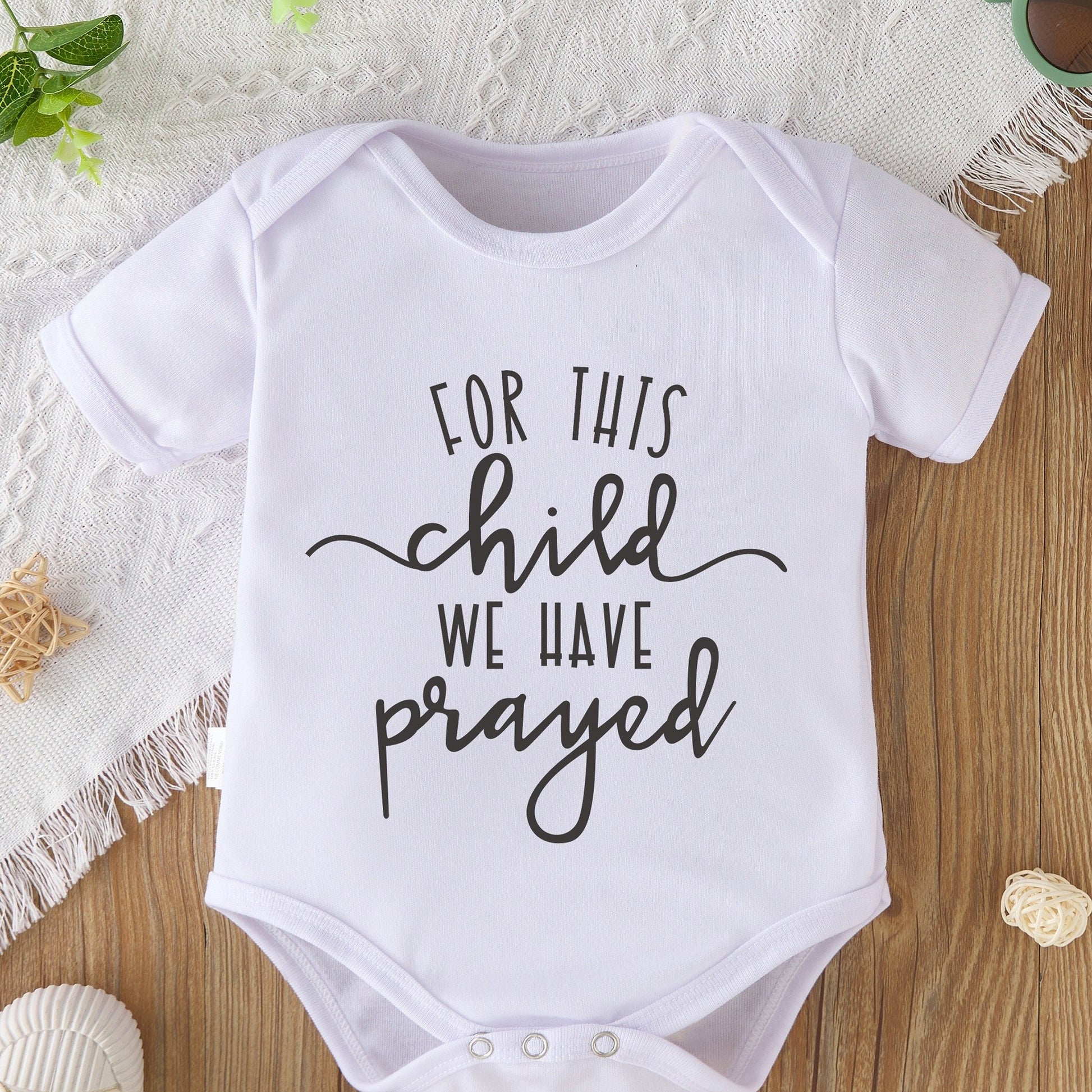 For This Child We Have Prayed Christian Baby Onesie claimedbygoddesigns