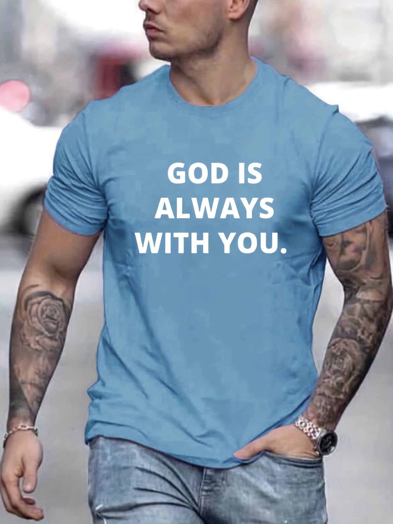 God Is Always With You Men's Christian T-shirt claimedbygoddesigns