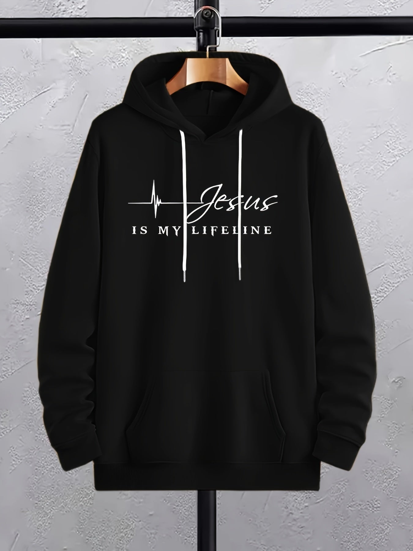 Jesus Is My Lifeline Plus Size Men's Christian Pullover Hooded Sweatshirt claimedbygoddesigns
