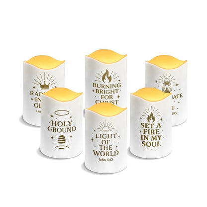 Light And Worship Christian Solar Wave Candles Set of 6 - ClaimedbyGodDesigns