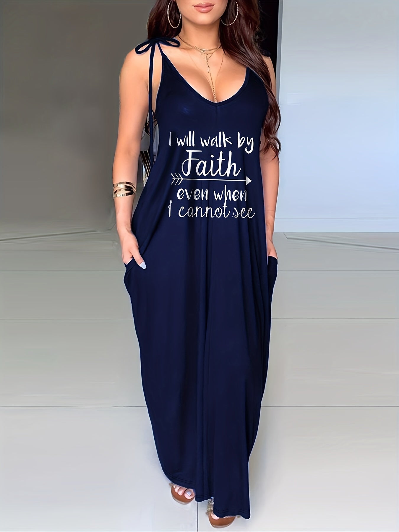 I Will Walk By Faith Even When I Cannot See Women's Christian Casual Dress claimedbygoddesigns