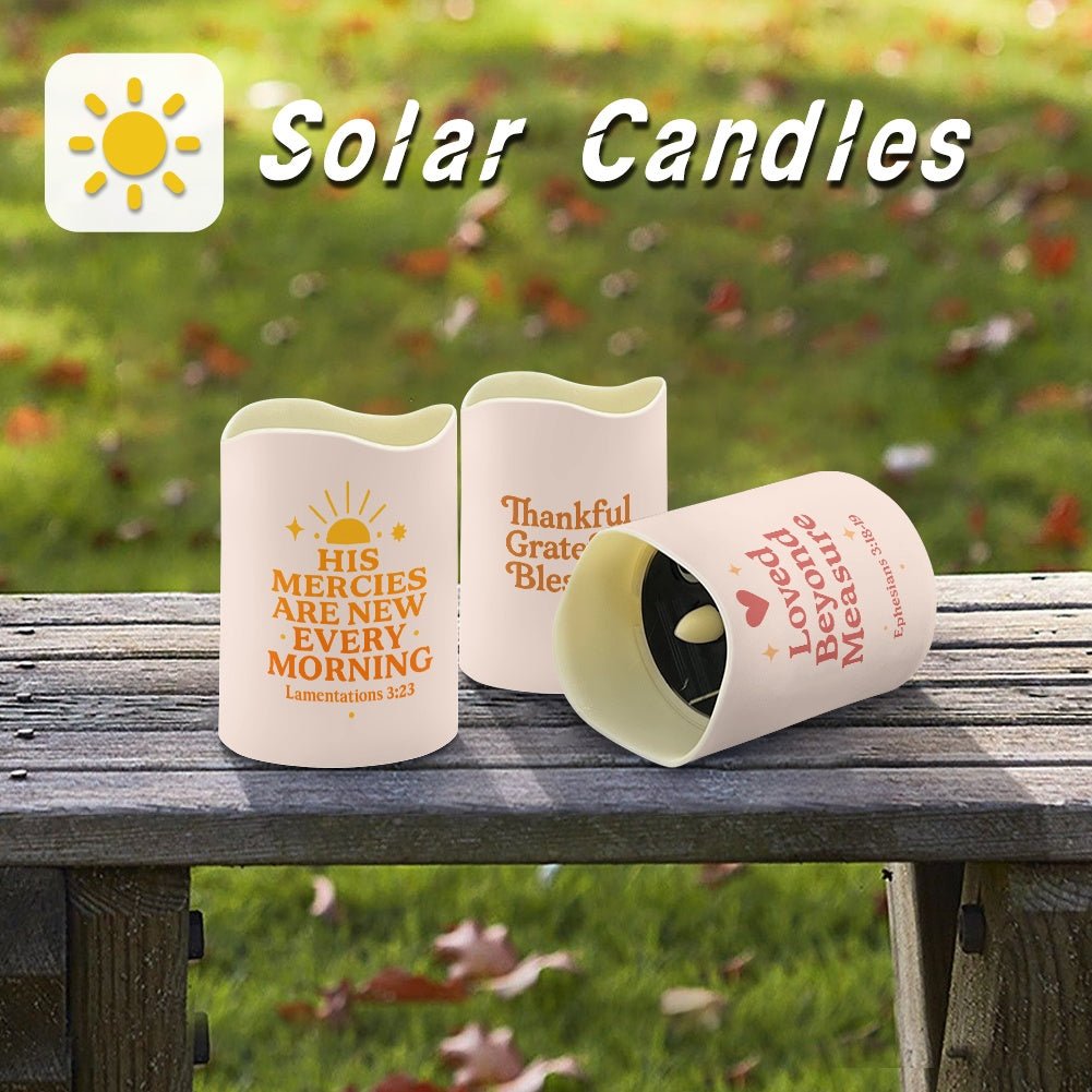 Love And Gratitude Christian Solar Wave Candles Set of 6 - ClaimedbyGodDesigns