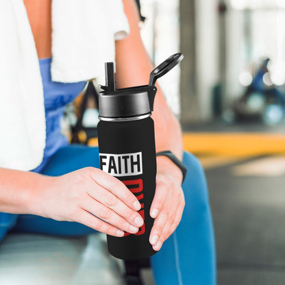 Faith Over Fear Insulated Christian Water Bottle with Straw Lid (18oz) - ClaimedbyGodDesigns