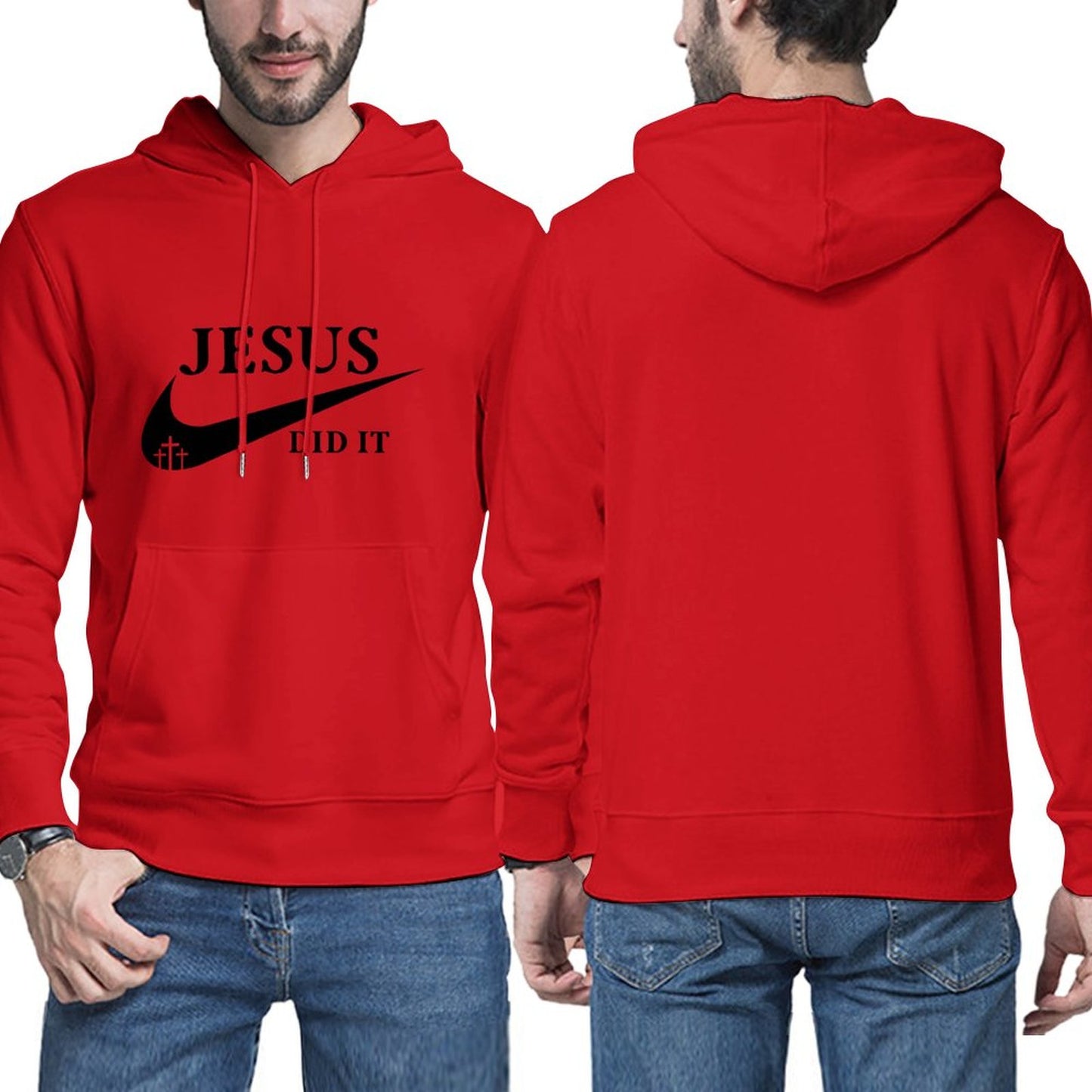 Jesus Did It (like Nike) Men's Christian Pullover Hooded Sweatshirt