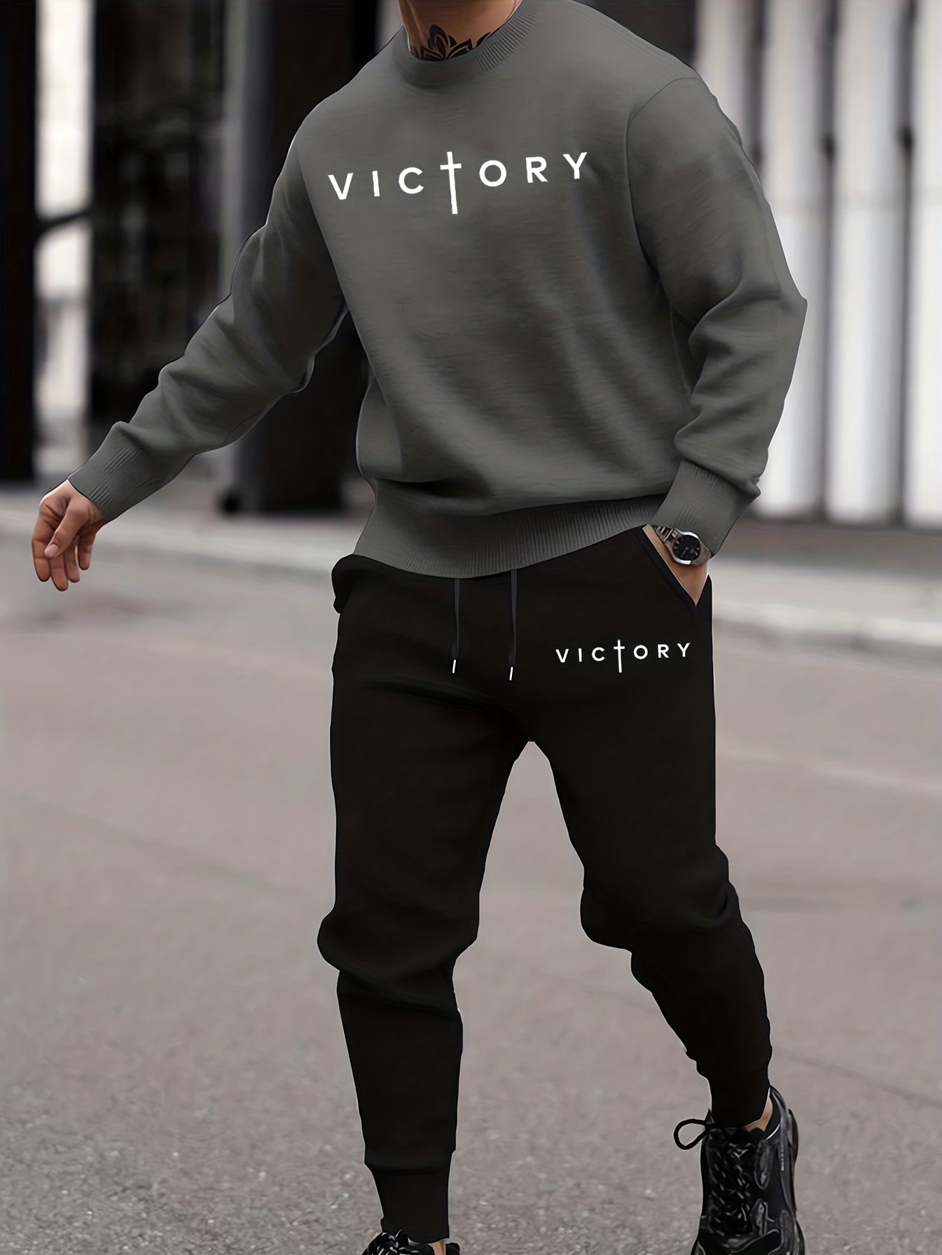 Victory In The Cross Men's Christian Casual Outfit claimedbygoddesigns