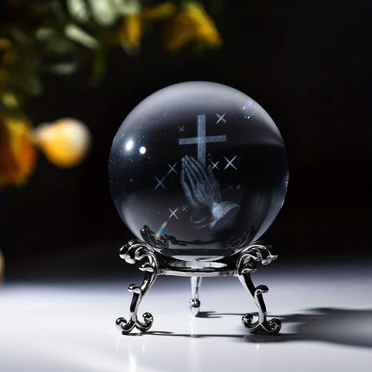 Pray & Focus On The Cross 3D Laser Crystal Ball Christian Gift Idea claimedbygoddesigns