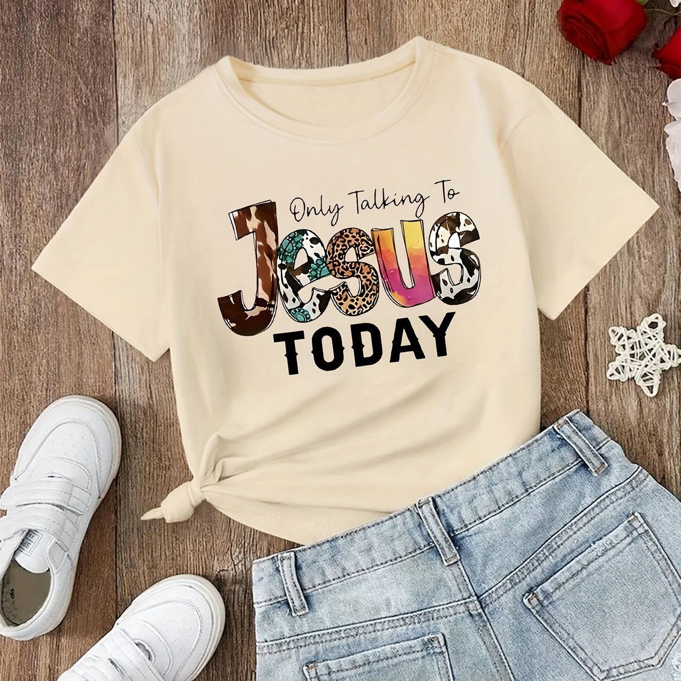 Only Talking To Jesus Today Youth Christian T-shirt claimedbygoddesigns