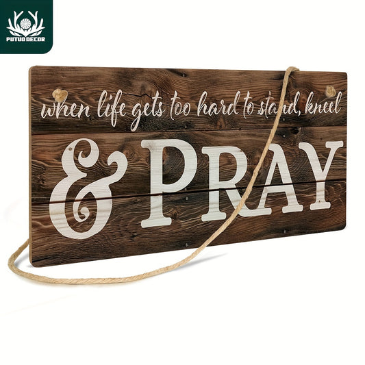 When Life Gets Too Hard To Stand Kneel And Pray Christian Hanging Wooden Sign (4''x 8''/ 10cm*20cm) claimedbygoddesigns