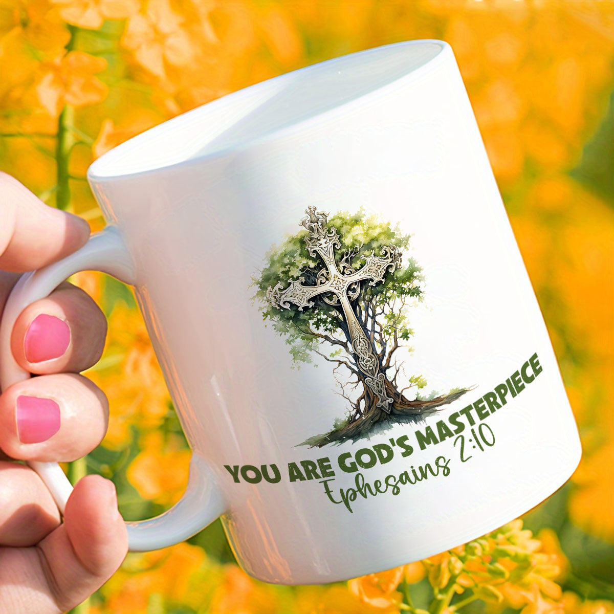 You Are God's Masterpiece Christian White Ceramic Mug, 11oz claimedbygoddesigns