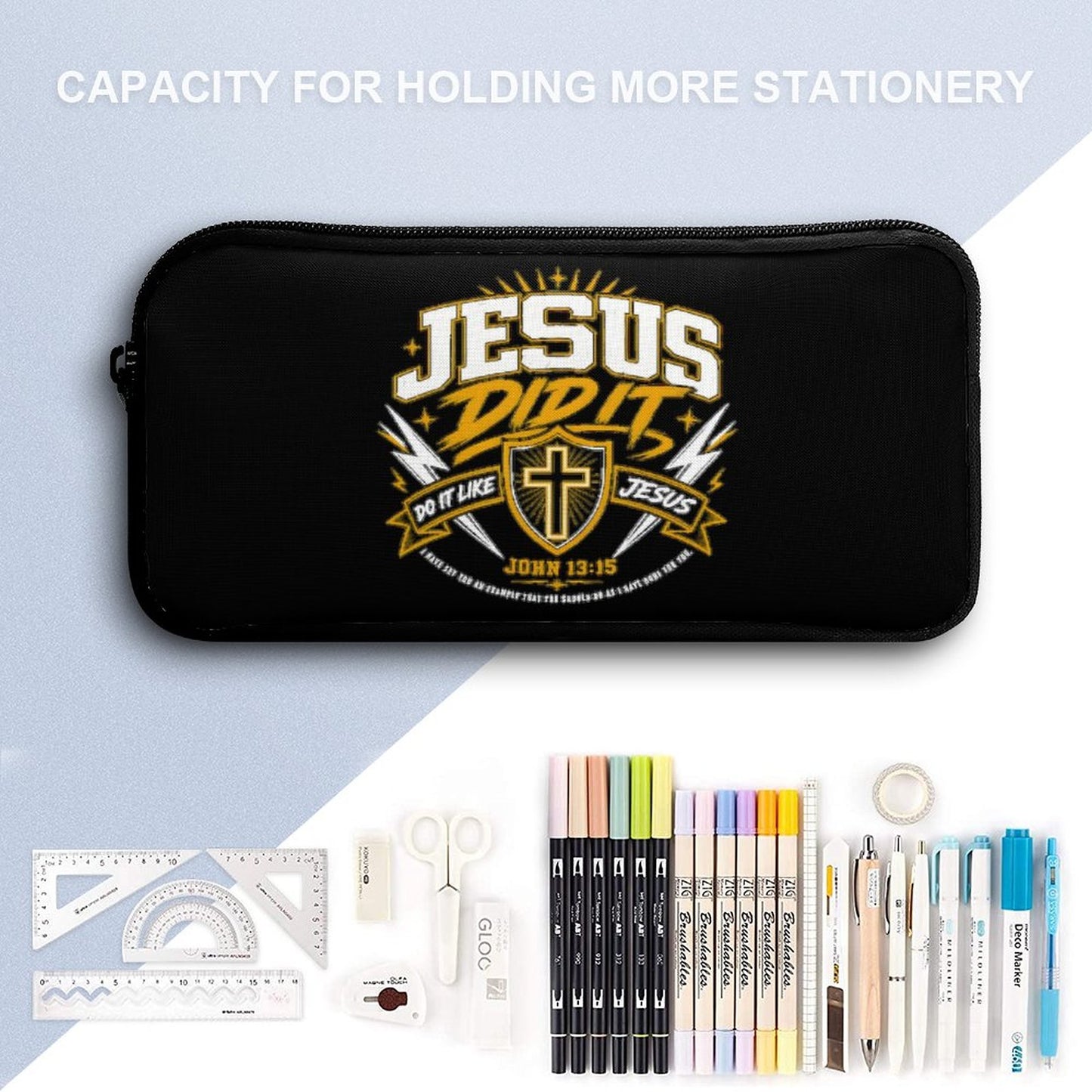 Jesus Did It Christian 3 Pcs School Backpack Set for Kids (Backpack, Kid's Insulated Lunch Bag & Pencil Case Organizer) - ClaimedbyGodDesigns