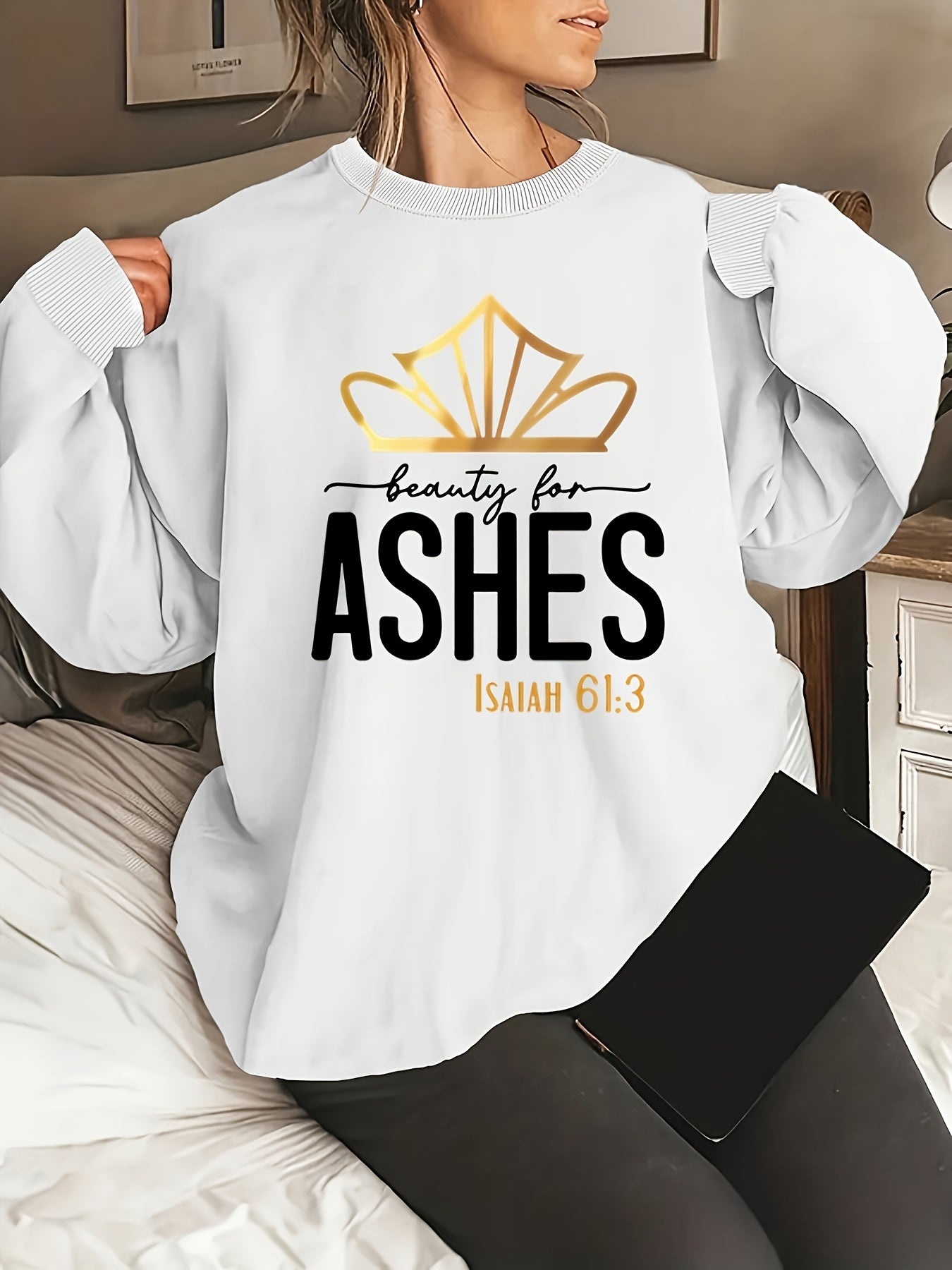 Beauty For Ashes Plus Size Women's Christian Pullover Sweatshirt claimedbygoddesigns