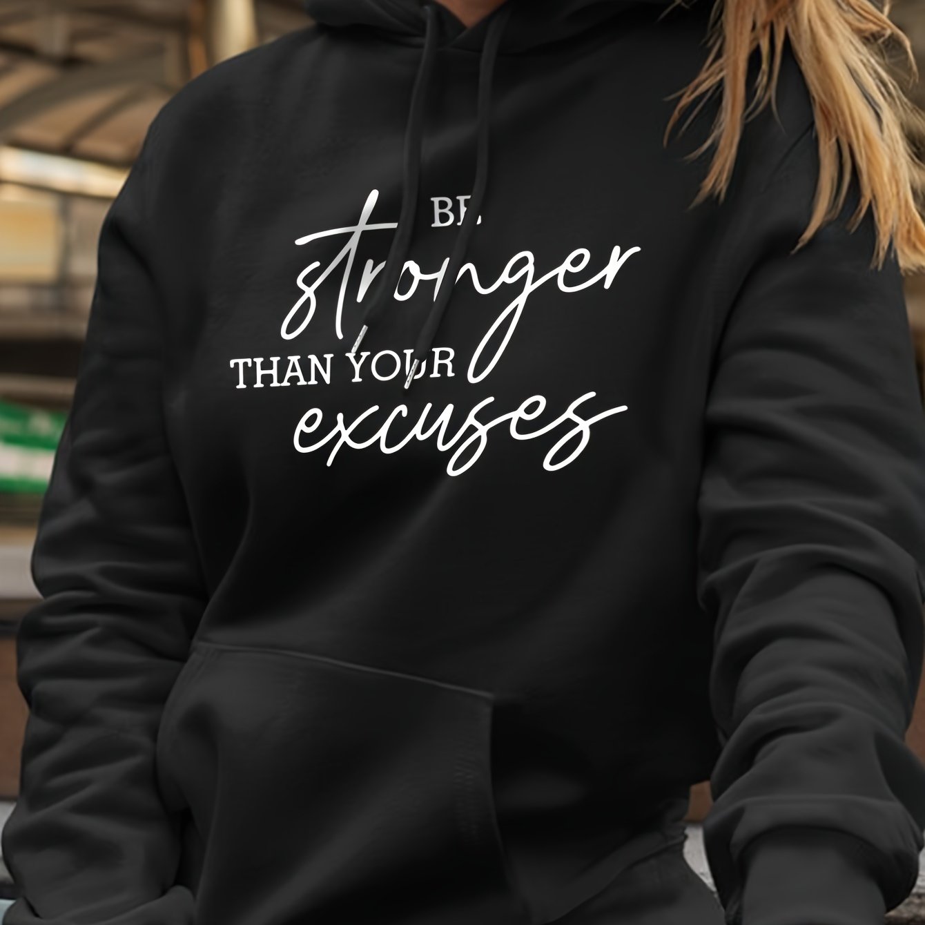 Be Stronger Than Your Excuses Plus Size Women's Christian Pullover Hooded Sweatshirt claimedbygoddesigns
