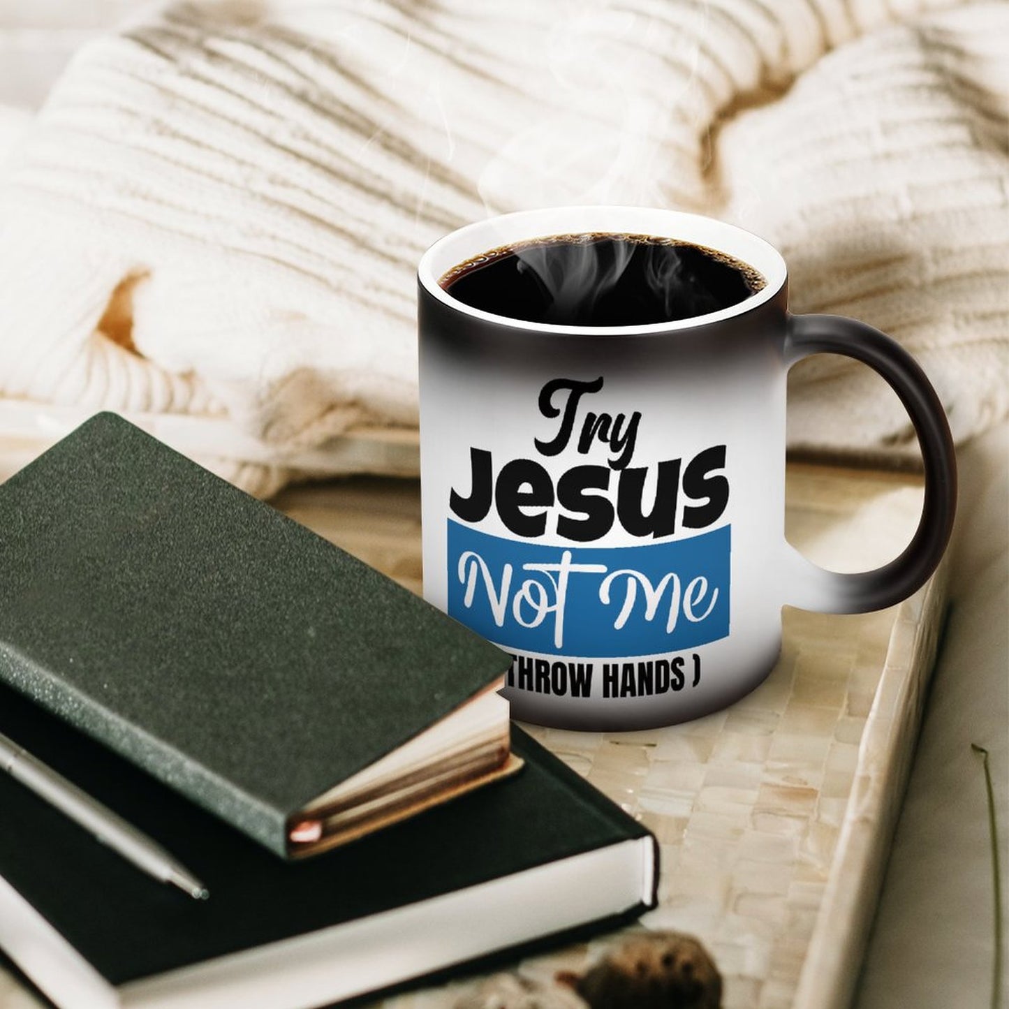Try Jesus Not Me I Throw Hands Funny Christian Color Changing Mug (Dual-sided)