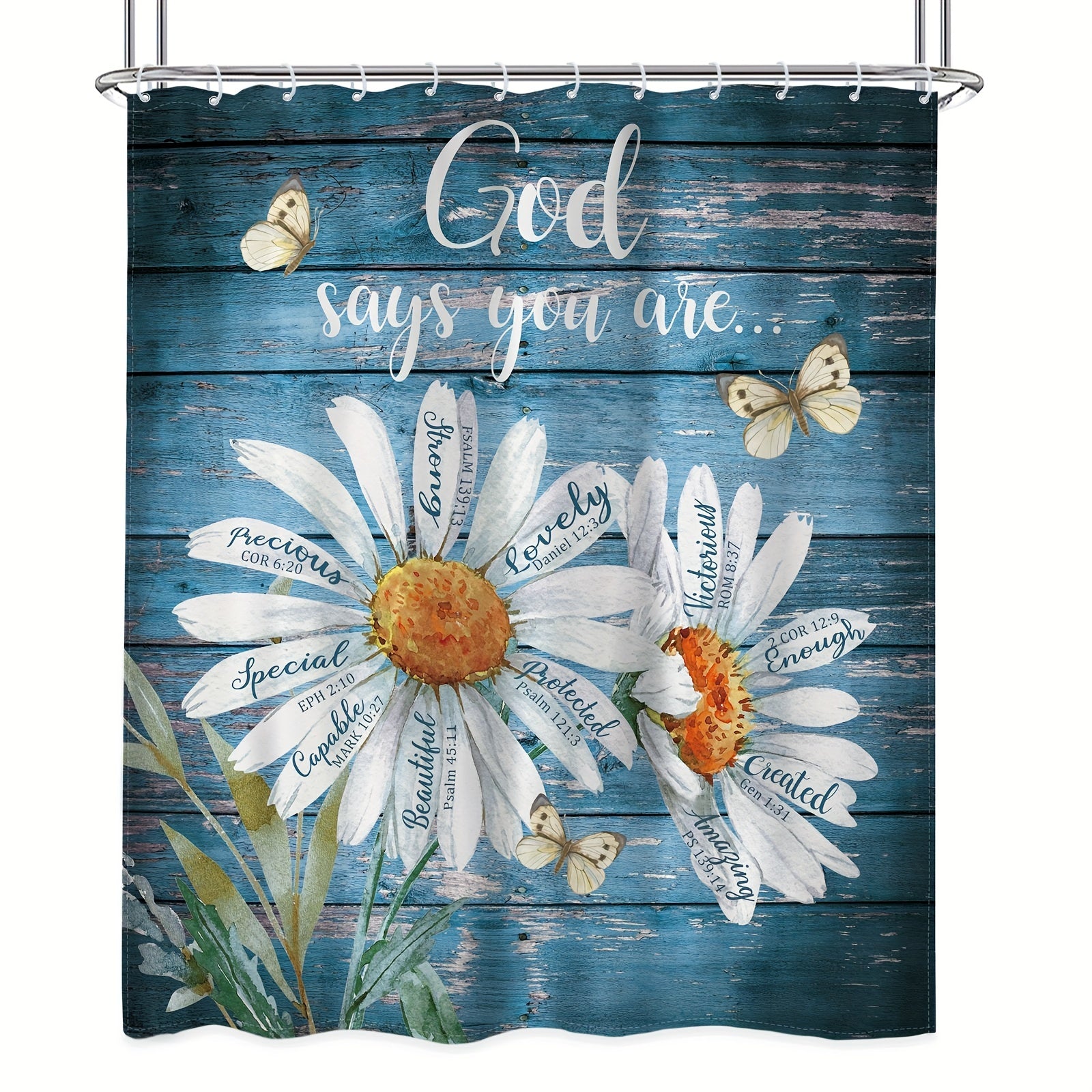 God Says You Are (butterfly) Christian Shower Curtain -with 12 Hooks claimedbygoddesigns