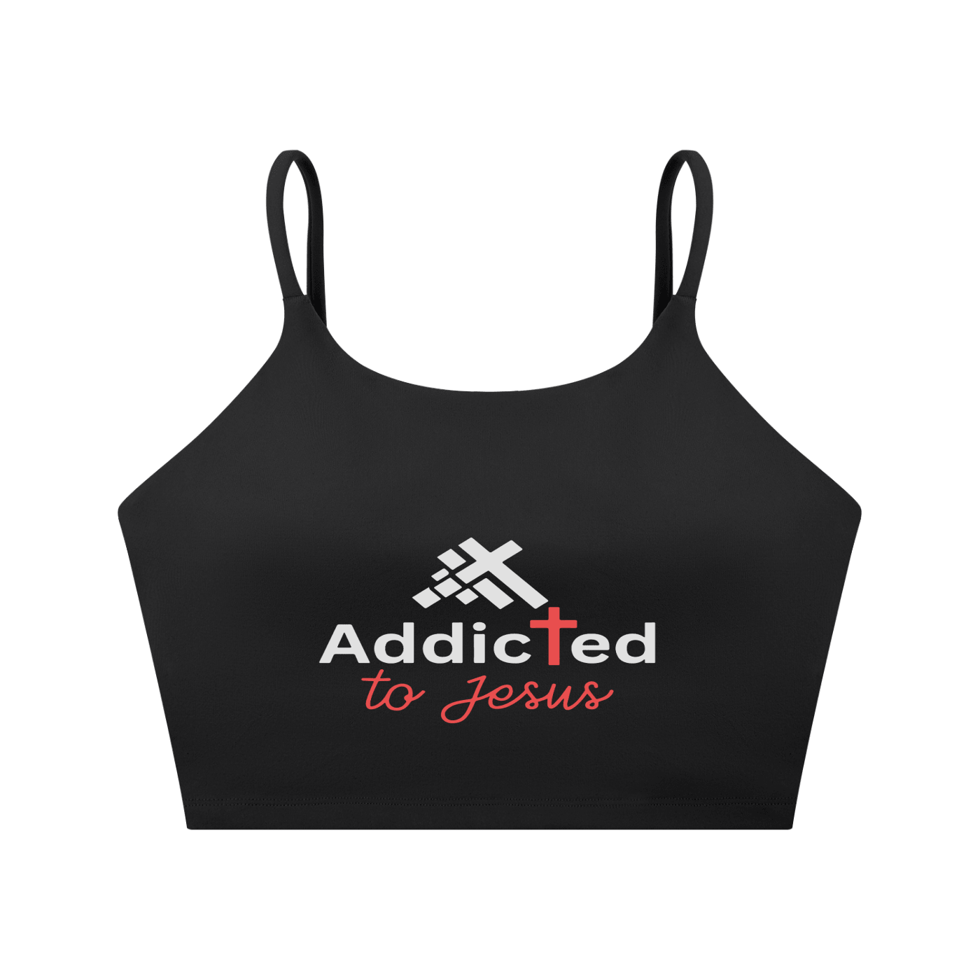 Addicted To Jesus Women's Christian Spaghetti Strap Yoga Sports Bra - ClaimedbyGodDesigns