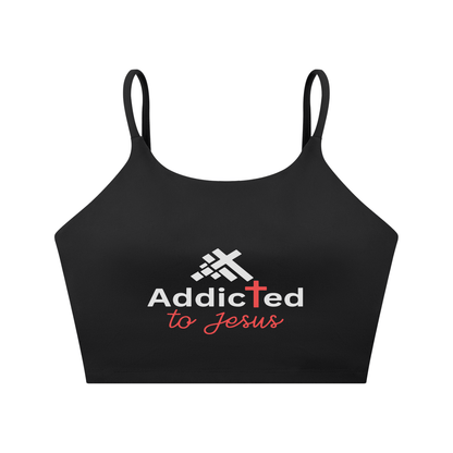 Addicted To Jesus Women's Christian Spaghetti Strap Yoga Sports Bra - ClaimedbyGodDesigns
