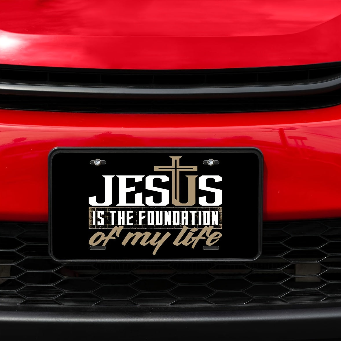 Jesus Is Foundation Of My Life Christian Front License Plate, 6 X 12 Inch claimedbygoddesigns