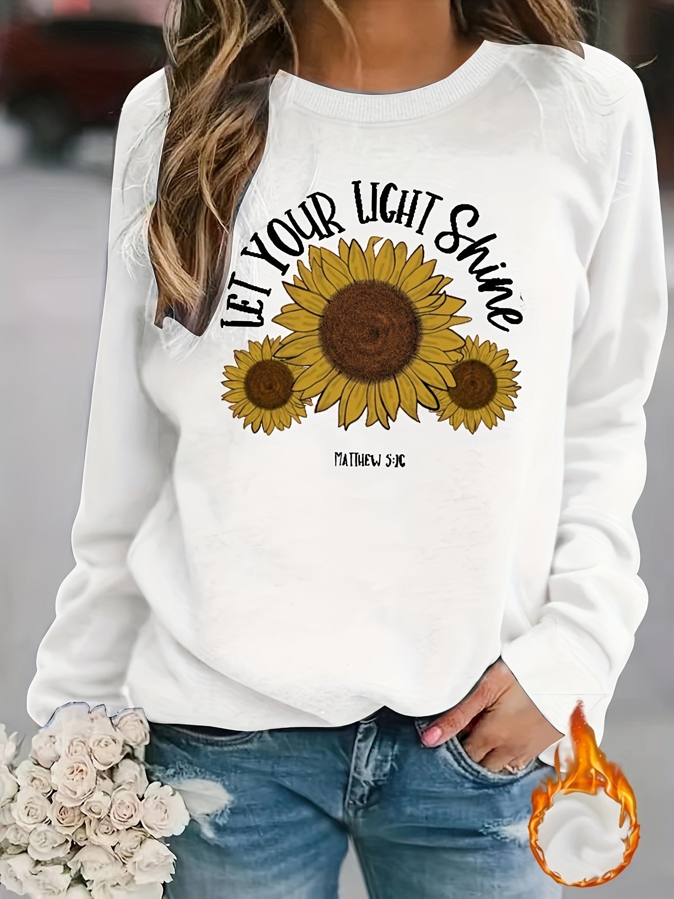 Matthew 5:16 Let Your Light Shine Women's Christian Pullover Sweatshirt claimedbygoddesigns