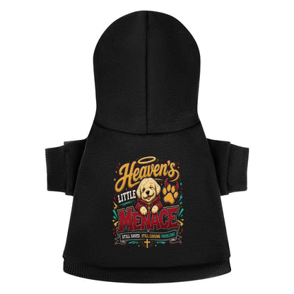 Heaven's Little Menace Christian Pet Hooded Pullover Sweatshirt Dog Hoodie Warm, Soft & Breathable - ClaimedbyGodDesigns