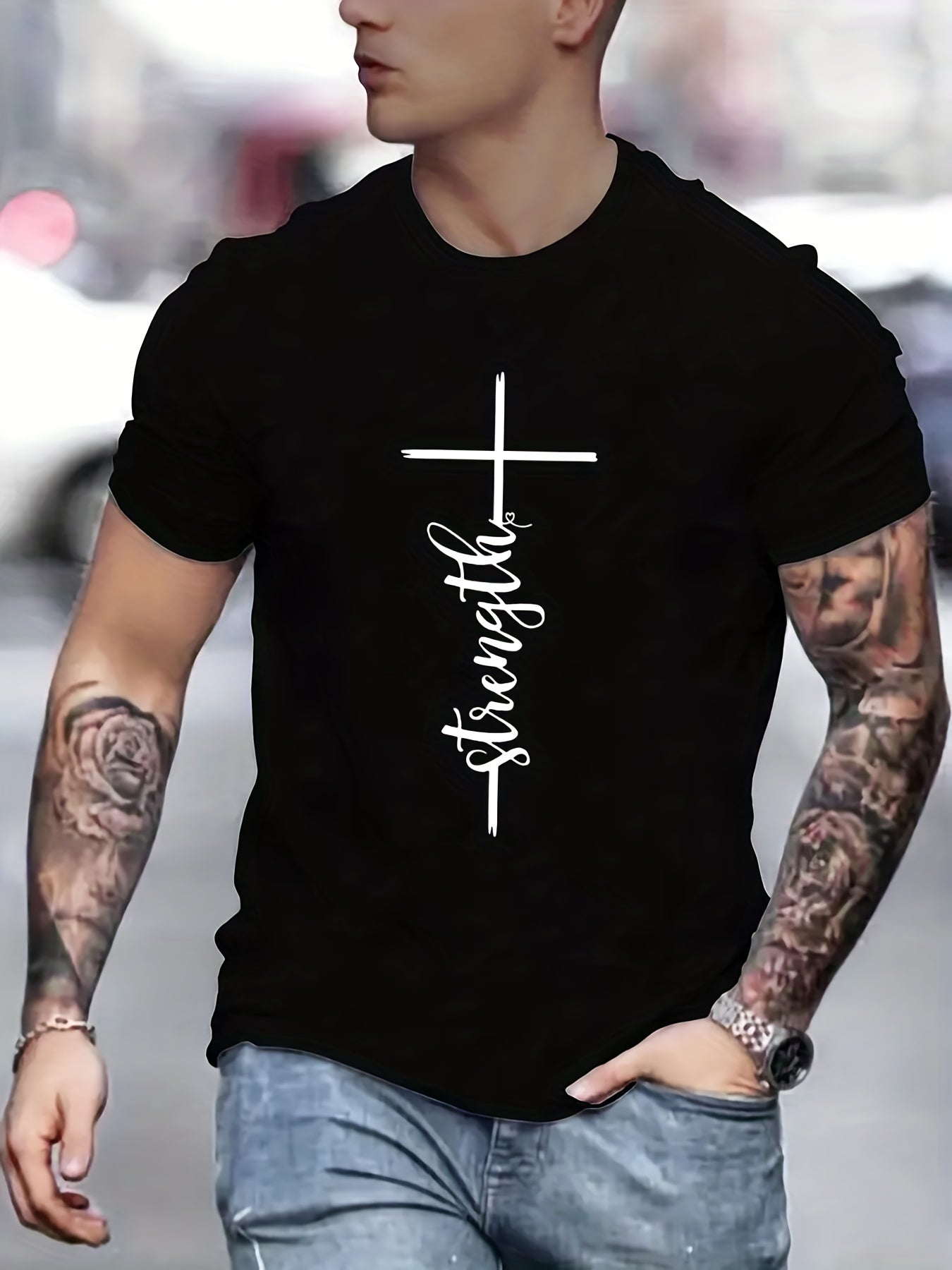 Strength Men's Christian T-Shirt claimedbygoddesigns