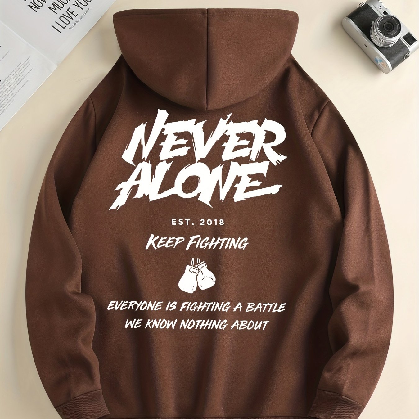 Never Alone Keep Fighting Everyone Is Fighting A Battle Men's Christian Pullover Hooded Sweatshirt claimedbygoddesigns