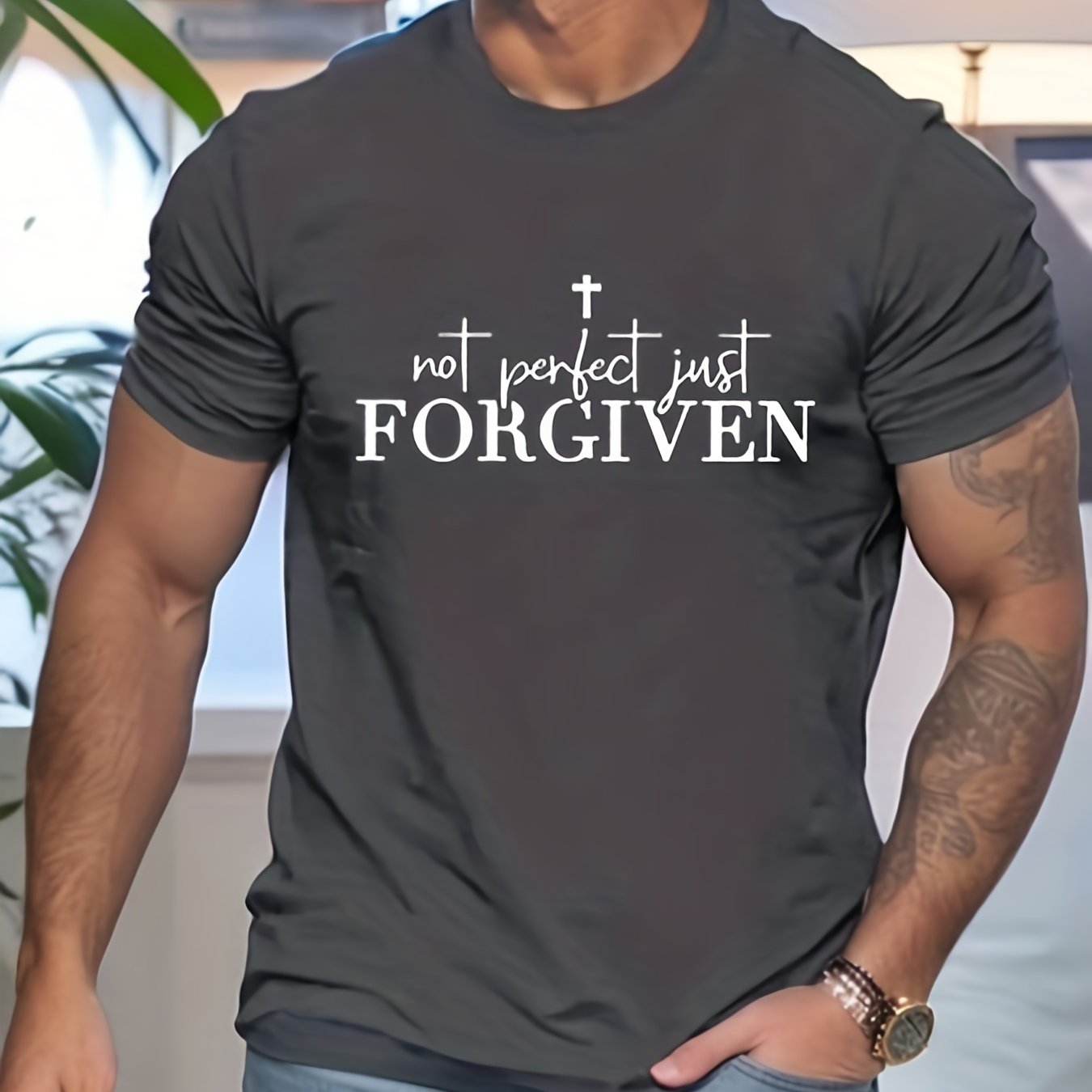 Not Perfect Just Forgiven Men's Christian T-shirt claimedbygoddesigns