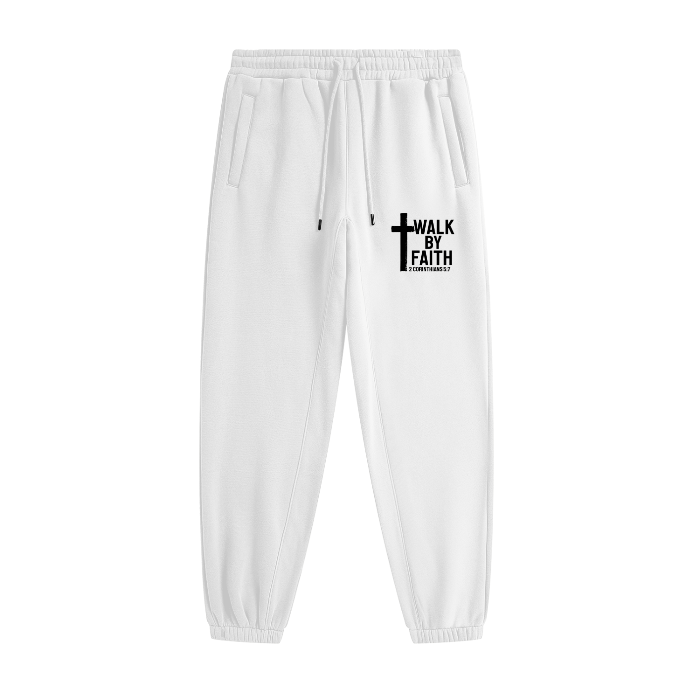 Walk By Faith Unisex (men women) Christian Heavyweight Fleece Sweatpants(Joggers) - ClaimedbyGodDesigns